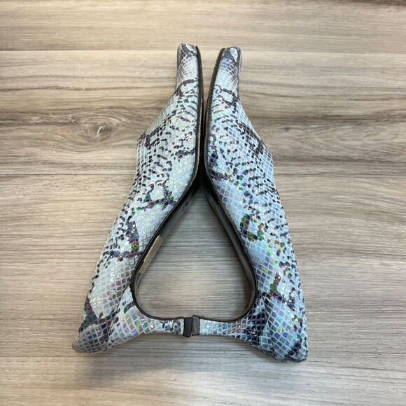 Espace Faux Snakeskin Leather Kitten Heel Slides 6 B Blue ROBERT CLERGERIE - Picture 2 of 13